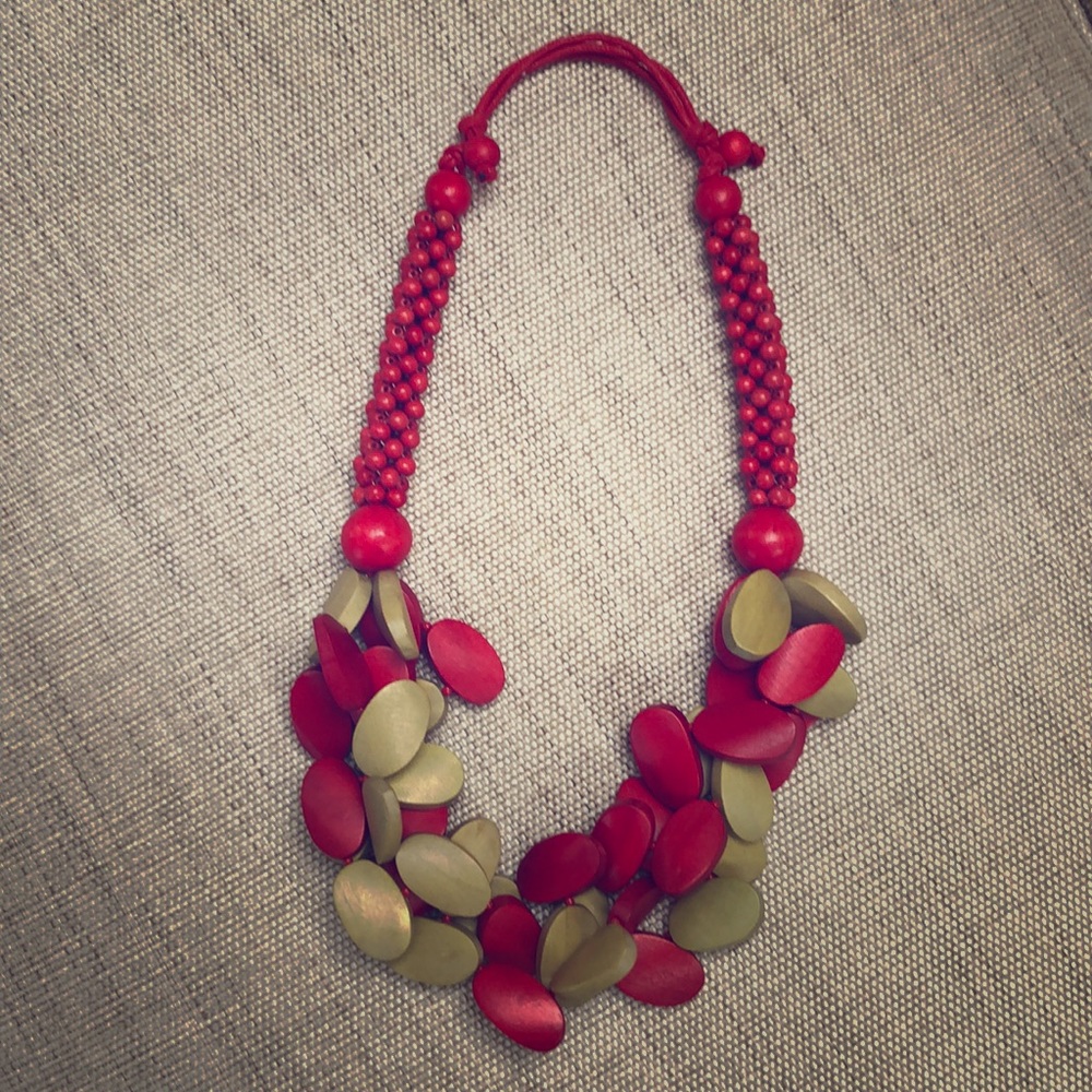 Boho wooden chunky necklace